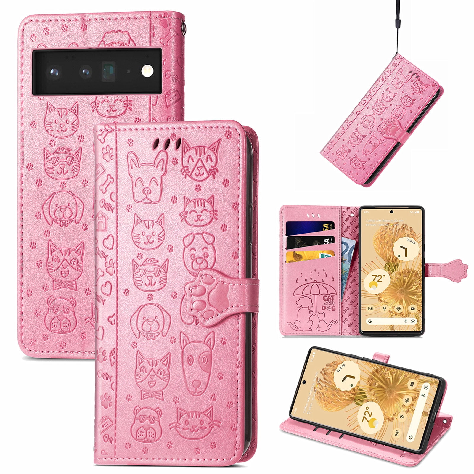 Wallet Case For Google Pixel 6A, Leather Phone Cases With Credit Card Holder Slot Stand - View #11