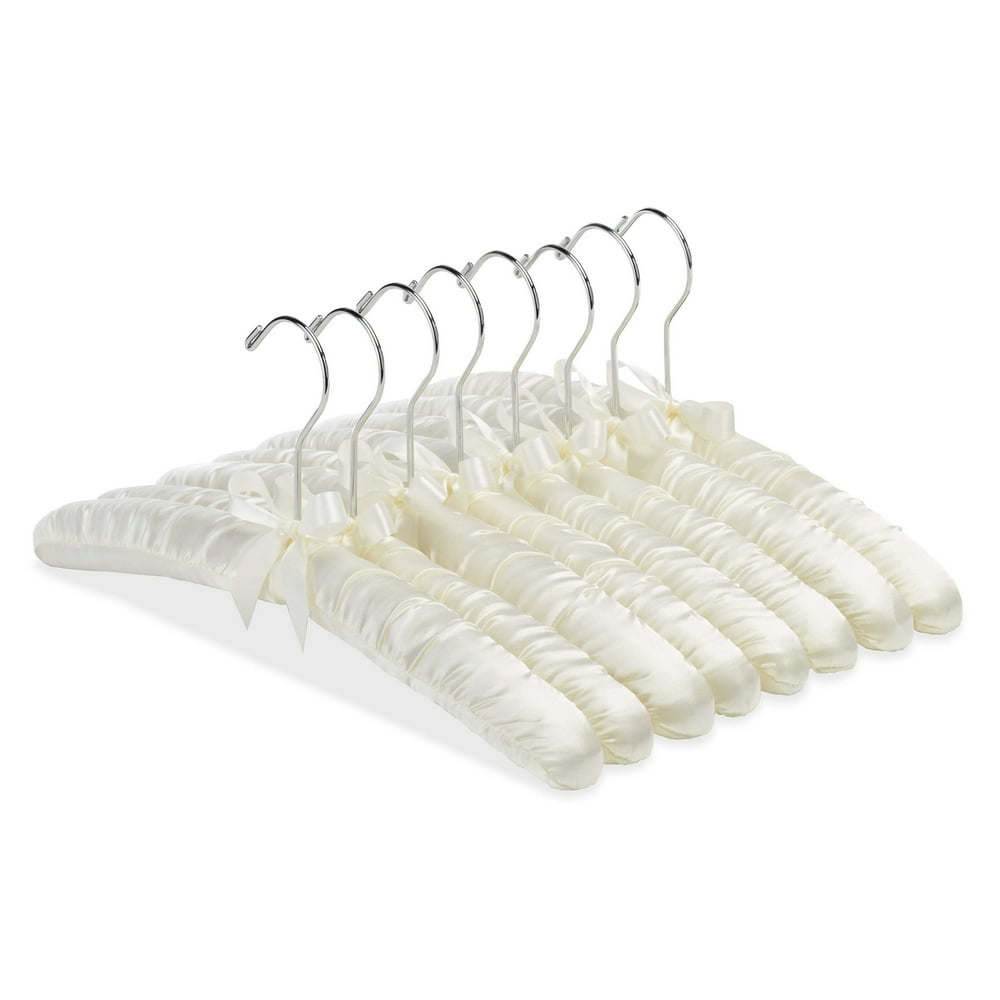Whitmor Anti Slip Satin Padded Hangers Set of 8 Bone