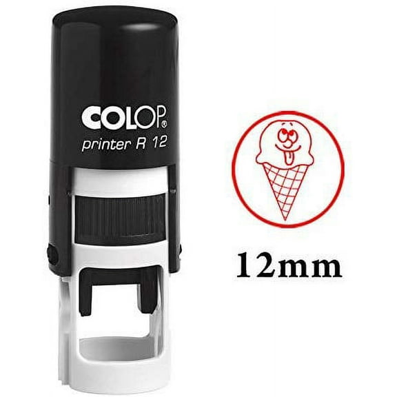 ICE CREAM Self Inking Mini Rubber Stamp Colop Round Decorative Teachers Stamps 12mm