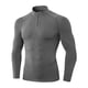 thumbnail image 2 of Minnieouse Ropa interior térmica para hombre, camisetas de invierno de cuello alto para hombre, cuello con cremallera, jersey para exteriores, Camisetas Gris, 2 of 6