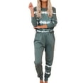 thumbnail image 1 of Niuer Ladies Nightwear Suit 2 Pieces Pajamas Set Crew Neck Pjs Elastic Waist Trousers Home Clothes Sleep Sleepwear Outfits Gray Green M, 1 of 6