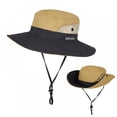 thumbnail image 5 of Foldable Buckle Hat for Women Sun Hat Outdoor UV Protection Wide Brim Ponytail Cap Packable Summer Beach Hat Adjustable Floppy Hat for Fishing Hiking Gardening [Khaki], 5 of 7