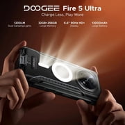 DOOGEE Fire 5 Ultra 32GB+256GB/2TB 1200LM Camping Lights Rugged Phone,13000mAh,Helio G81 Octa Core Rugged Smartphone,6.6HD+90Hz with Gemini AI,48MP+8MP Android 15,IP68/IP69K,Fingerprint/FaceID/NFC