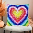thumbnail image 2 of DIY Latch Hook Kits Pillow Rainbow Color Heart-shape Crochet Yarn Pre-Printed Pillowcase Needlework Hook and Latch Kit Pillowslip Cushion Home Sofa Decoration 43x43cm, 2 of 8