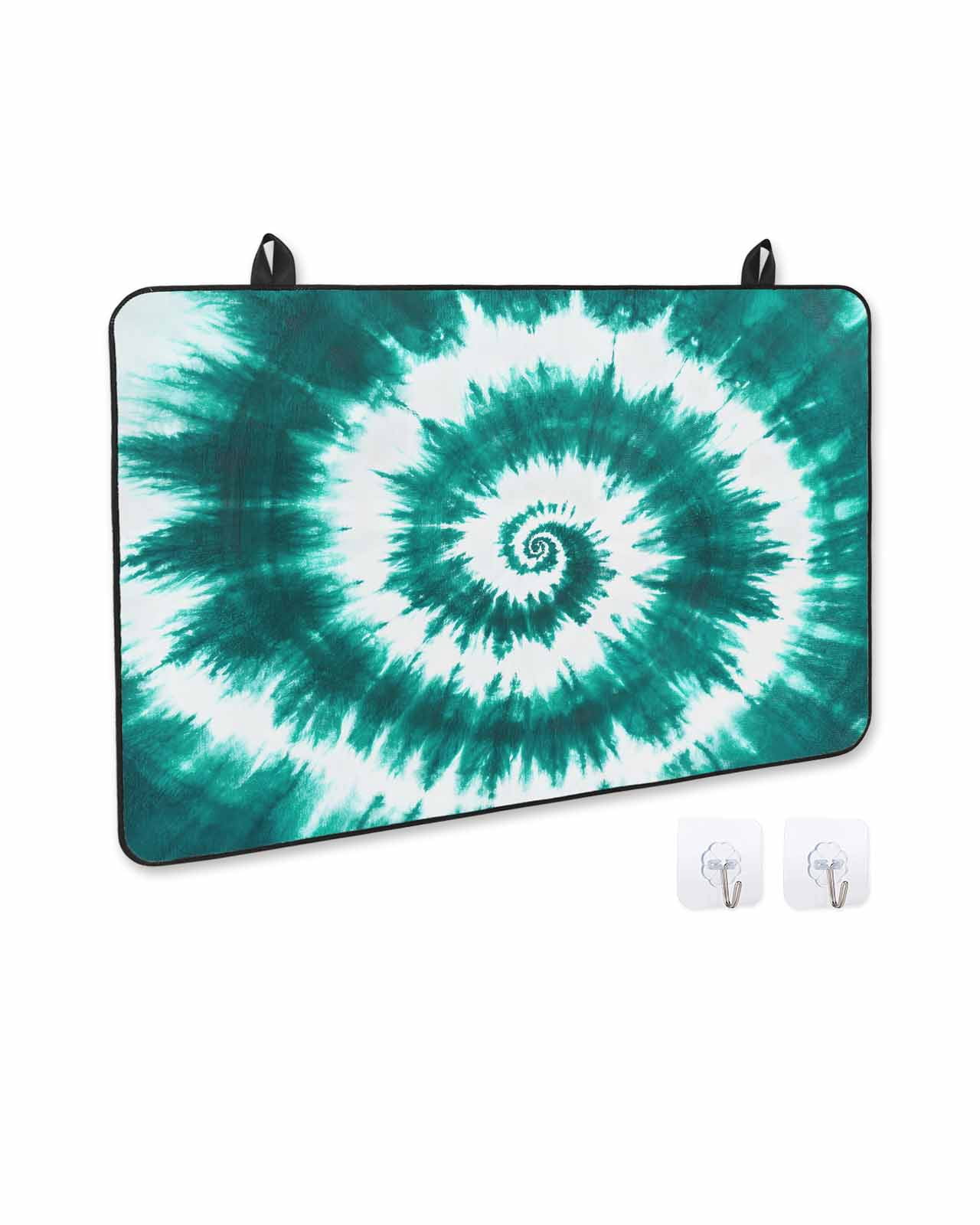 nqOlkjepod Large Induction Cooktop Protector Mat 36"x21", Turquoise Ombre Stove Top Covers for Electric Stove, Country Watercolor Ethnic Tribal Tie Dye Stove Burner Cover Mats, Glass Top Stove Cover