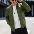 thumbnail image 6 of Jackets for Men, Baseball Collar Zip Up Bomber Jacket for Men, Lightweight Windbreaker, Arm Zip, Side Snap, Hand Pockets, Street Travel Daily Outerwear, 6 of 9