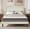 Beige, variant on Full Size Platform Bed Frame with Wingback Upholstered Headboard, Sturdy Wooden Slats Support, Easy to Assembly, Pink