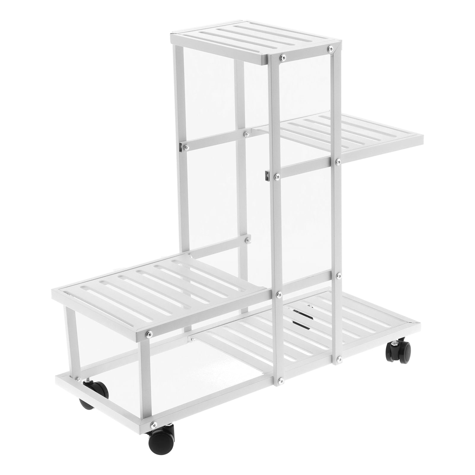 Akozon Plant Organizer 4‑Tiers Plant Stand with Universal Wheels Garden