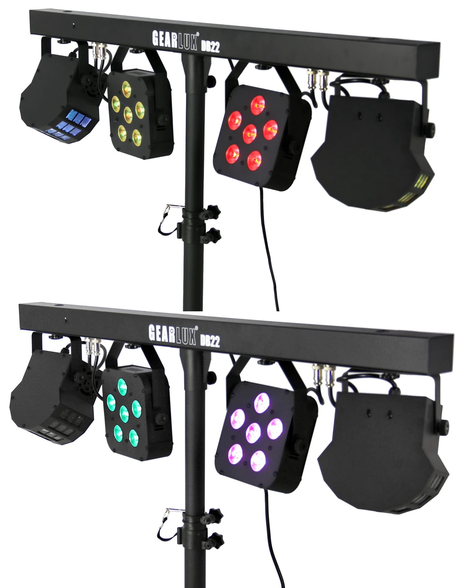 Gearlux 4-in-1 LED Party Bar Derby Light 2 X 6PCS 8-Watt RGBW Bright LEDs and 2 X 2PCS 10-Watt Warm LEDs for Halloween, Party, Wedding, Christmas and Stage Parties