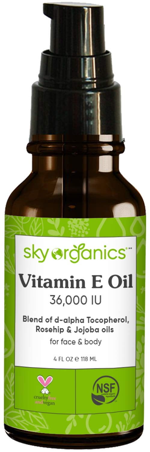 Sky Organics Vitamin E Oil, Moisturizing Oil for Face and Body, 4 fl oz