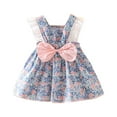 thumbnail image 1 of B91xZ Robes pour Filles Tout-Petits Manches Courtes Col Rond Robe Maxi, Bleu 12-18 Mois, 1 of 5