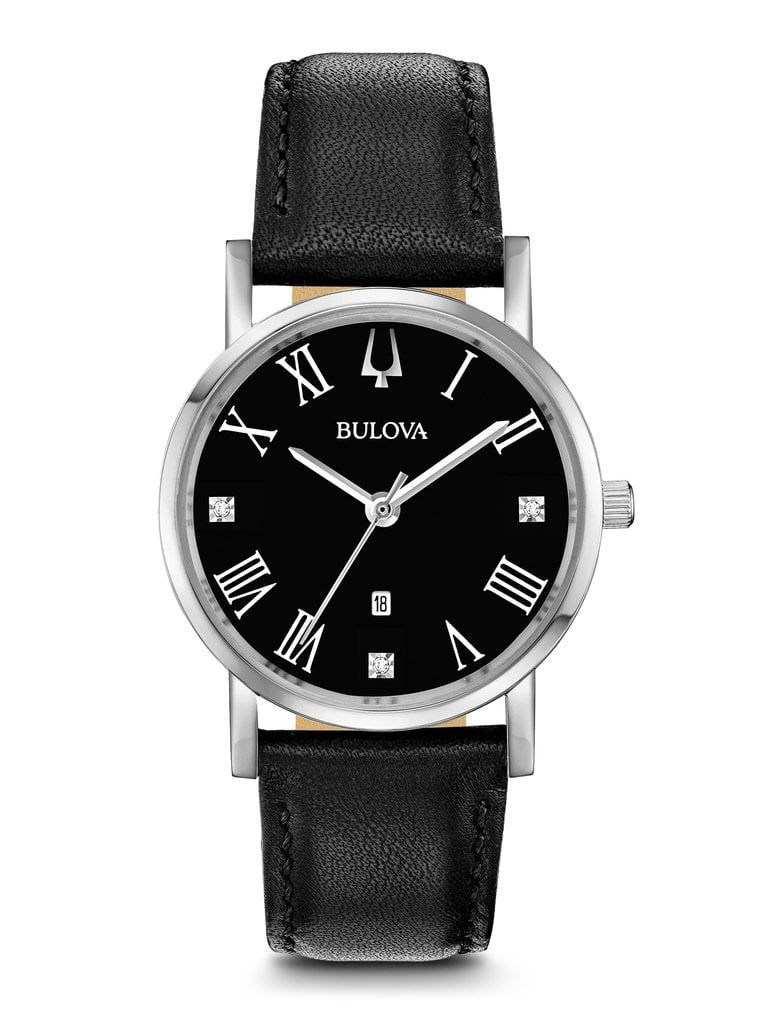 Bulova Women's Classic SlimProfile Diamond Accent Leather Watch