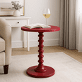 thumbnail image 4 of Ergode Round Accent Table – Red Pedestal Side Table with Turned Base – Compact & Stylish End Table for Living Room or Bedroom, 4 of 7