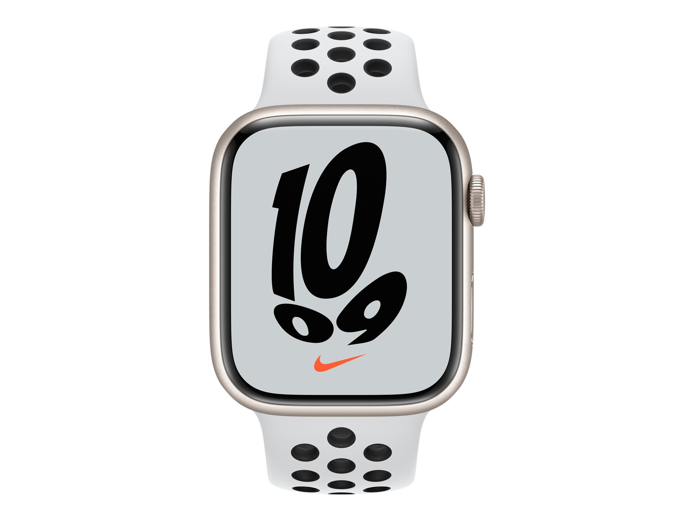 Apple Watch Nike Series 7 (GPS) - 45 mm - starlight aluminum - smart watch  with Nike sport band - fluoroelastomer - pure platinum/black - band size:  