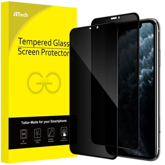 JETech Privacy Full Coverage Screen Protector for iPhone 11 Pro/X/XS 5.8-Inch, Anti-Spy Tempered Glass Film, Edge to Edge Protection Case-Friendly, 2-Pack