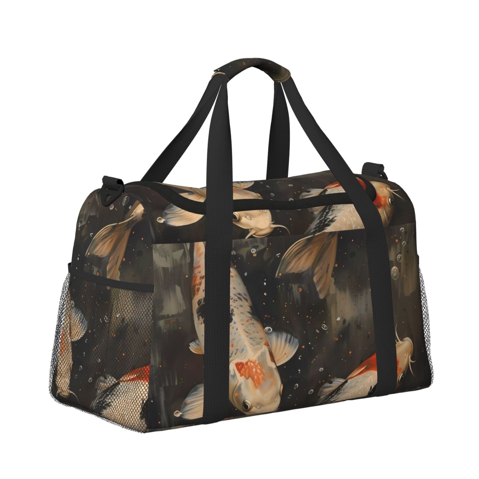 Fuzoiu Koi Fish Tranquility Print Travel Duffle Bag,Carry On Tote Bags,Duffel Bag,Sport Gym Bag, Hospital Bag for Labor and Delivery, Overnight Bag,Luggage Bag