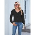 thumbnail image 4 of Womens Dressy Casual Blouse Business Long Sleeve Tops Ruffle V Neck Work Shirt 2025 Black XL, 4 of 8
