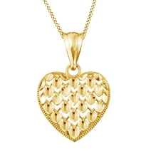 Natural Diamond Heart Charm Pendant In 10K Solid Yellow Gold