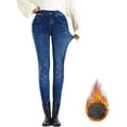 thumbnail image 4 of Gibobby Leggings Translúcido Mujer Leggings elásticos cintura alta para mujer, mallas finas imitación vaquera, pequeños, versátiles, adelgazantes, 80% algodón, primavera y otoño（Azul，Talla única), 4 of 5