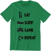 Eat Sleep Game Repeat Gamer Funny Routine Slogan Gaming Men's T-Shirt