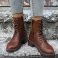 thumbnail image 4 of NECHOLOGY Botas Mujer Adulto Femenino Zapatos Botines mujer mujer color a juego otoño tacones cuadrados cremallera botines cortos zapatos de punta redonda (Brown, 6.5), 4 of 7