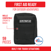 Elite Tactical First Aid Kit, 59 Pieces - Compact Survival Medical Supplies for Home, Outdoor, Car & Adventures