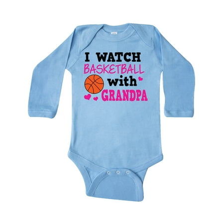 

Inktastic I Watch Basketball with Grandpa Gift Baby Girl Long Sleeve Bodysuit