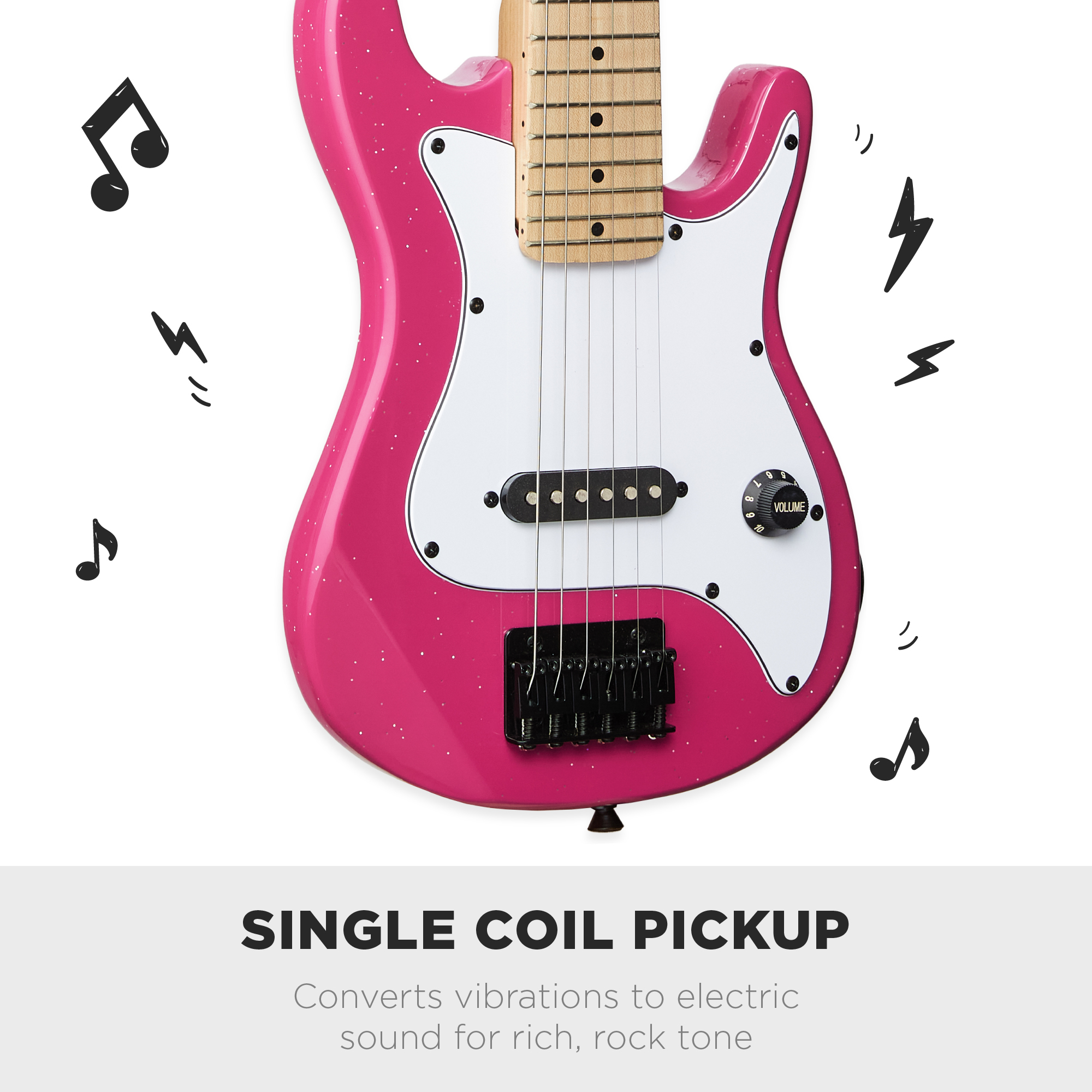 Best Choice Products Walmart Exclusive 30in Kids Electric Guitar Beginner Starter Kit w/ 5W Amplifier, Strap, Case - Walmart Pink