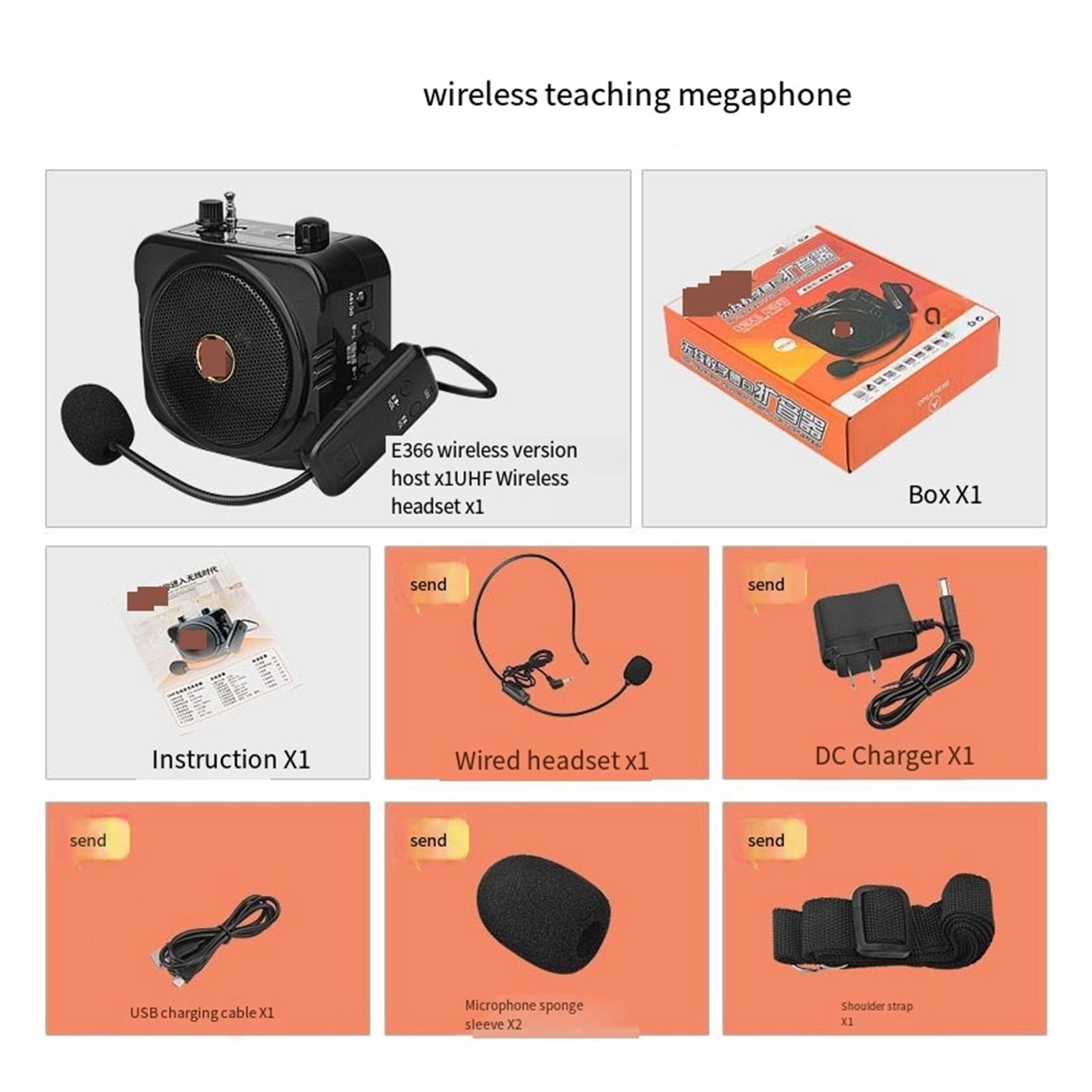 25W Wireless Loudspeaker FM Radio Recording TF Card U Disk Playback Dedicated Classroom Class Guide Speakers ,Powerful Voice Amplifier