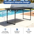 thumbnail image 3 of HaiCube 4FT Folding Table, Adjustable Height 23–29in, Heavy Duty Portable Table, Waterproof HDPE, Fold-in-Half for Picnic & Indoor, Black (New), 3 of 9