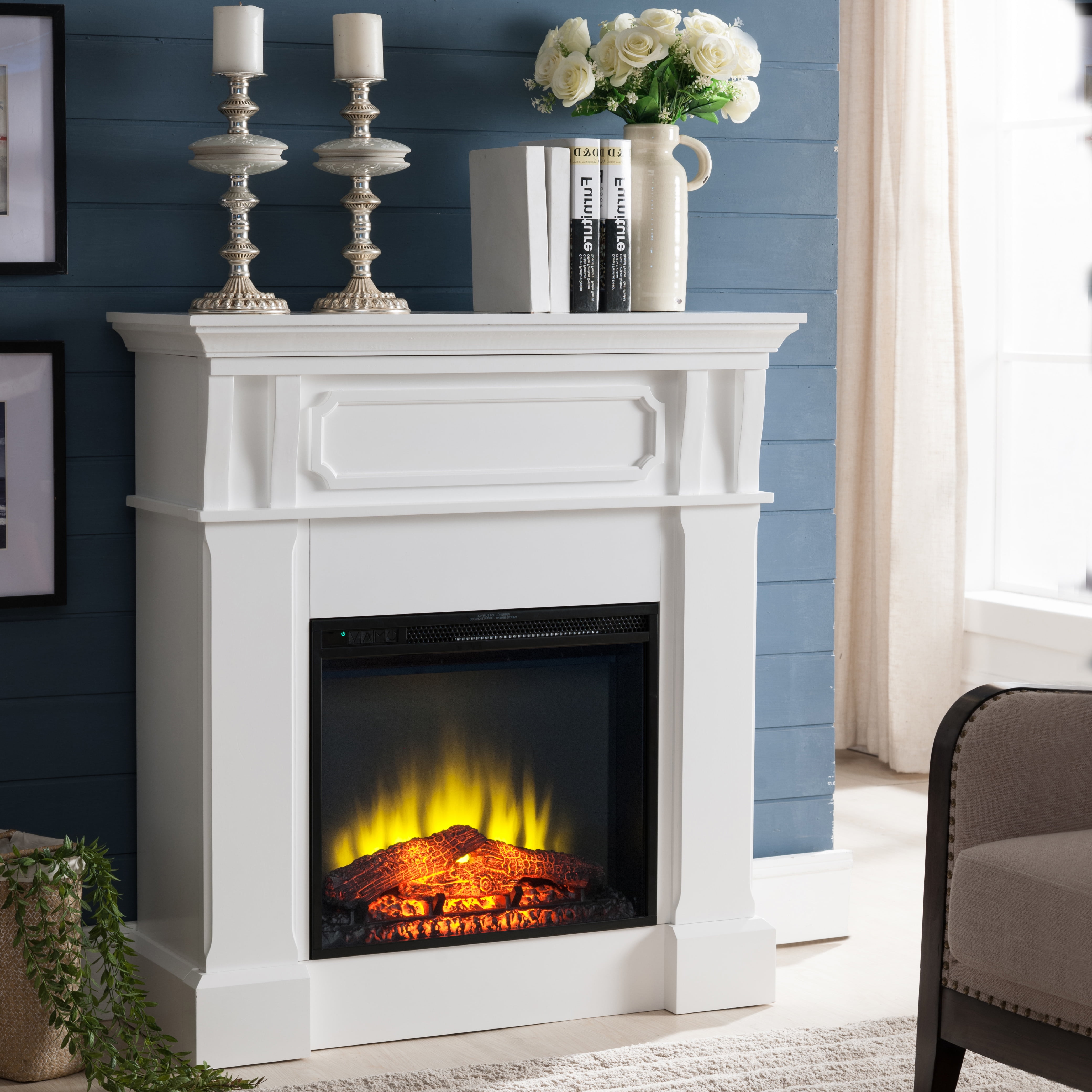 electric fireplace white