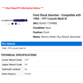 thumbnail image 2 of Front Shock Absorber - Compatible with 1968 - 1971 Lincoln Mark III 1969 1970, 2 of 2