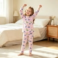 thumbnail image 2 of Baby Girl Outfits 2 Piece Dinosaur Print Crew Neck Long Sleeve Top And Trousers Loungewear Baby Girls' Clothing Sets 3 Years-4 Years, 2 of 9