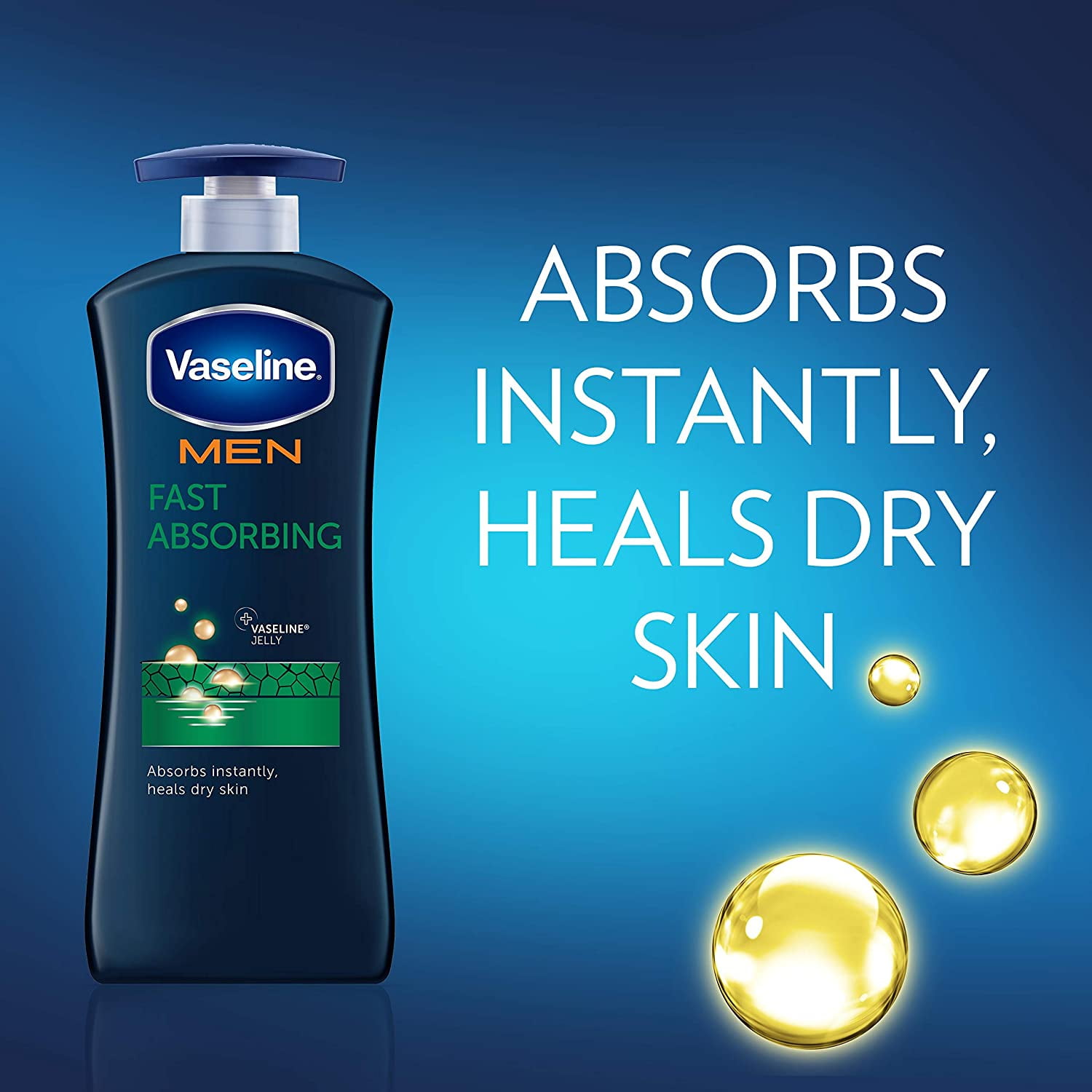 Vaseline Men Body & Face Lotion, Fast Absorbing 20.3 oz (Pack of 3)