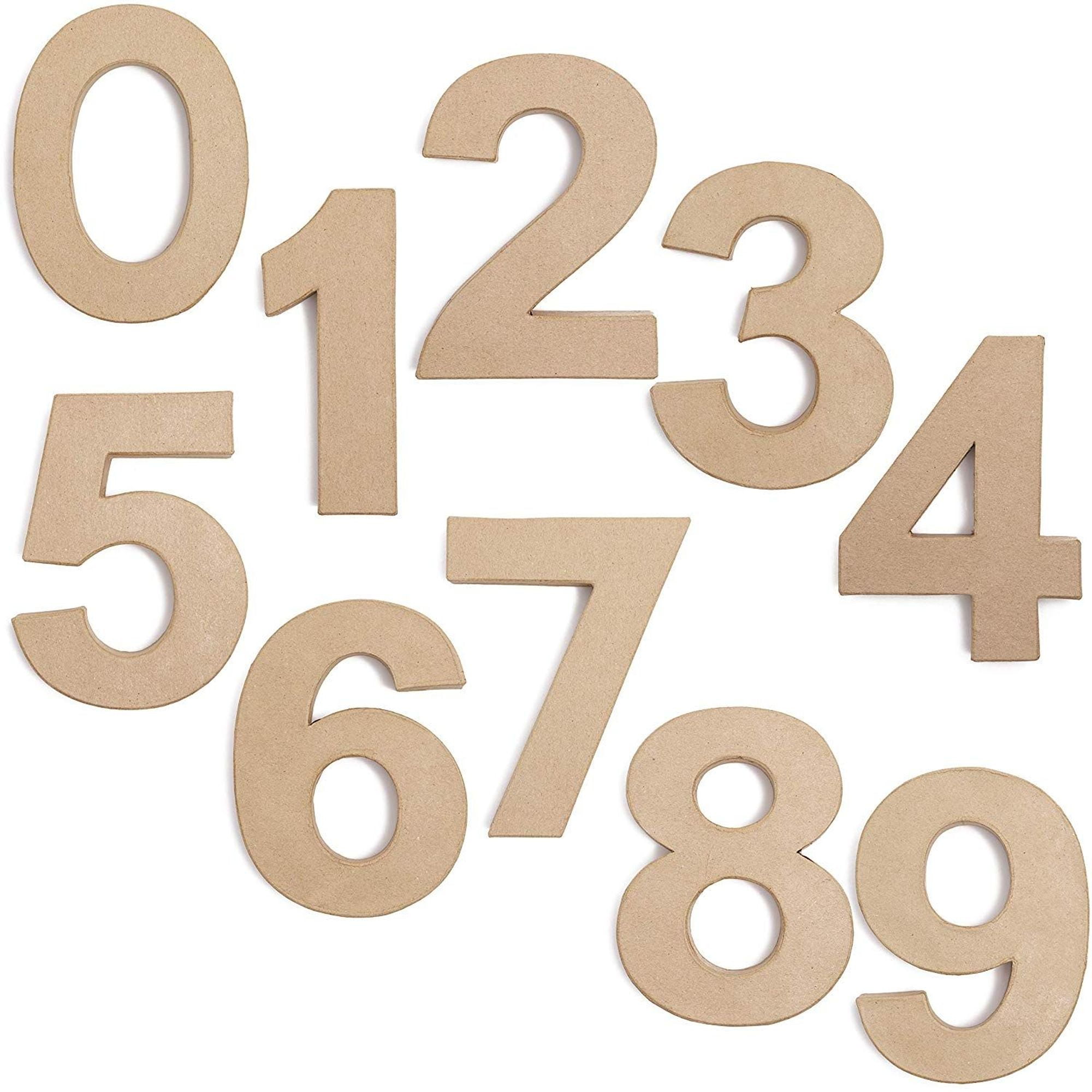 Set of 10 Kraft Paper Mache Numbers 0 to 9 for DIY Crafts