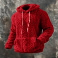 thumbnail image 2 of Mens Fuzzy Sherpa Lined Hoodie Pullover Sweatshirts Long Sleeve Winter Hooded Thermal Casual Outerwear With Pocket, 2 of 7