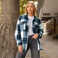thumbnail image 7 of SUNBS Plaid Flannel Shackets for Women Long Sleeve Button Down Shirts Fall Coats Fashion Jackets, 7 of 7