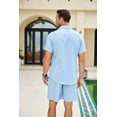 thumbnail image 2 of COOFANDY Men's Two Piece Outfits Sets Linen Shirt Cruise Wear Shirt and Shorts Set, 2 of 9