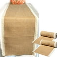 thumbnail image 4 of ARTSY CRAFTS 2 pk 13x108 Burlap Table Runner with Cotton Crochet Lace, 100% Natural Jute Burlap Runner for Boho Wedding Rustic Thanksgiving Christmas Party, 4 of 6