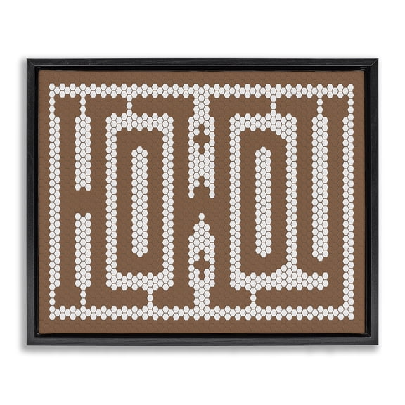 Stupell Industries Bohemian Mosaic Style Howdy in Brown Black Floating Frame Canvas Art, 21 x 17, by Lettered and Lined