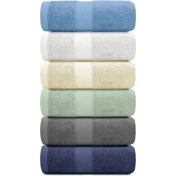 White Classic Luxury Cotton 6 Pc Hand Towels Set, Hotel Style Small Bath Towel and Face Towel 16x30, Multicolor Soft Plush Bath Towels Pack of 6, Thick Quick Dry Gym Towels, Mix Bathroom Hand Towels