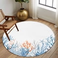 thumbnail image 2 of Round Rugs 5Ft, Coastal Coral Round Area Rug Washable Indoor Throw Carpet, Blue Ocean Starfish Seagrass Watercolor Soft Non Slip Circle Rug for Cabinet Bathroom Home Decor Aesthetic, 2 of 8