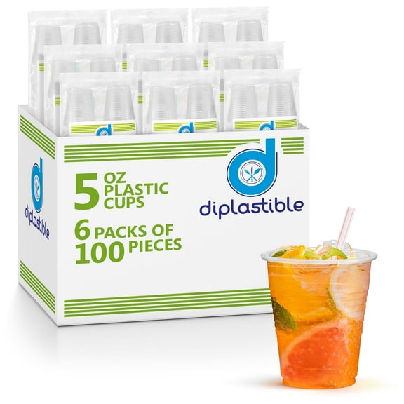 600 Count 5 oz Clear Plastic Cups -  Disposable Drinking Cups for Parties, Birthday Party Supplies, Office, Home, Events, Picnics and Dessert