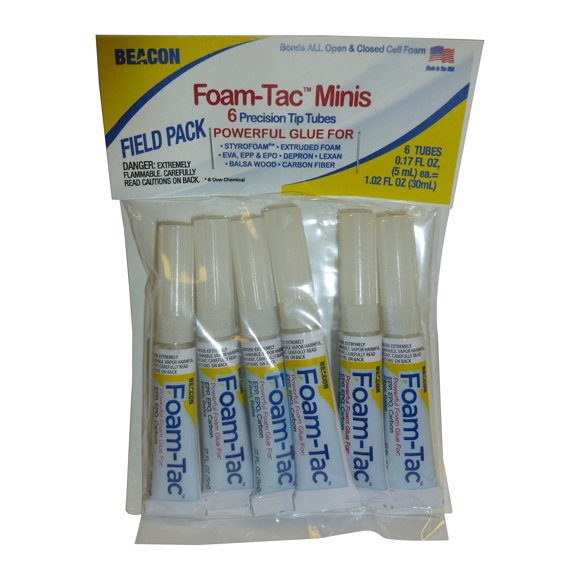 Glue Beacon Foam-Tac, potente, impermeable, de secado rápido, 6 tubos