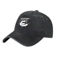 thumbnail image 2 of Vintage Cotton Washed Distressed Baseball Cap - Black Dad Hat with Stylized Engine Graphic Design White & Red ' C ' Shape for Men & Women, 2 of 6
