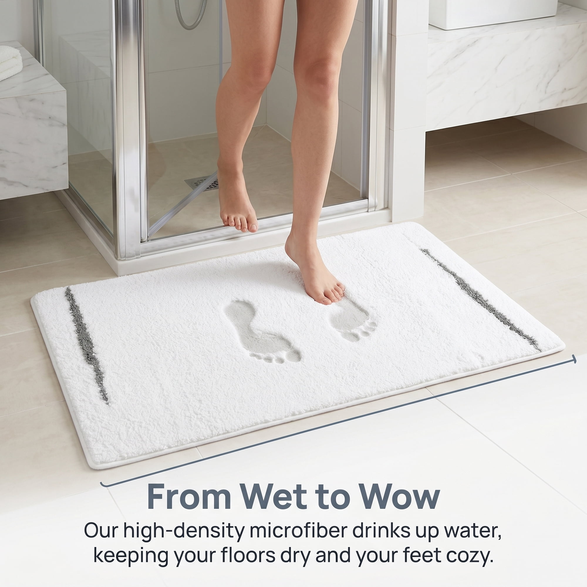 Unique Bargains Luxury Soft Shaggy Absorbent Microfiber Bath Mat White 32" x 20"