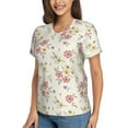 thumbnail image 5 of Yiaed Floral Print Women's T Shirt V-Neck Short Sleeve Shirt Casual Breathable Tee Summer Tops-Medium, 5 of 5