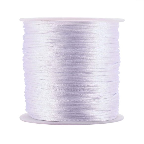 LiQunSweet 75m/246ft 1mm Thickness White Nylon Thread Rattail Satin Cord String Beading Threads for Chinese Knot Macram Trim Jewelry Making