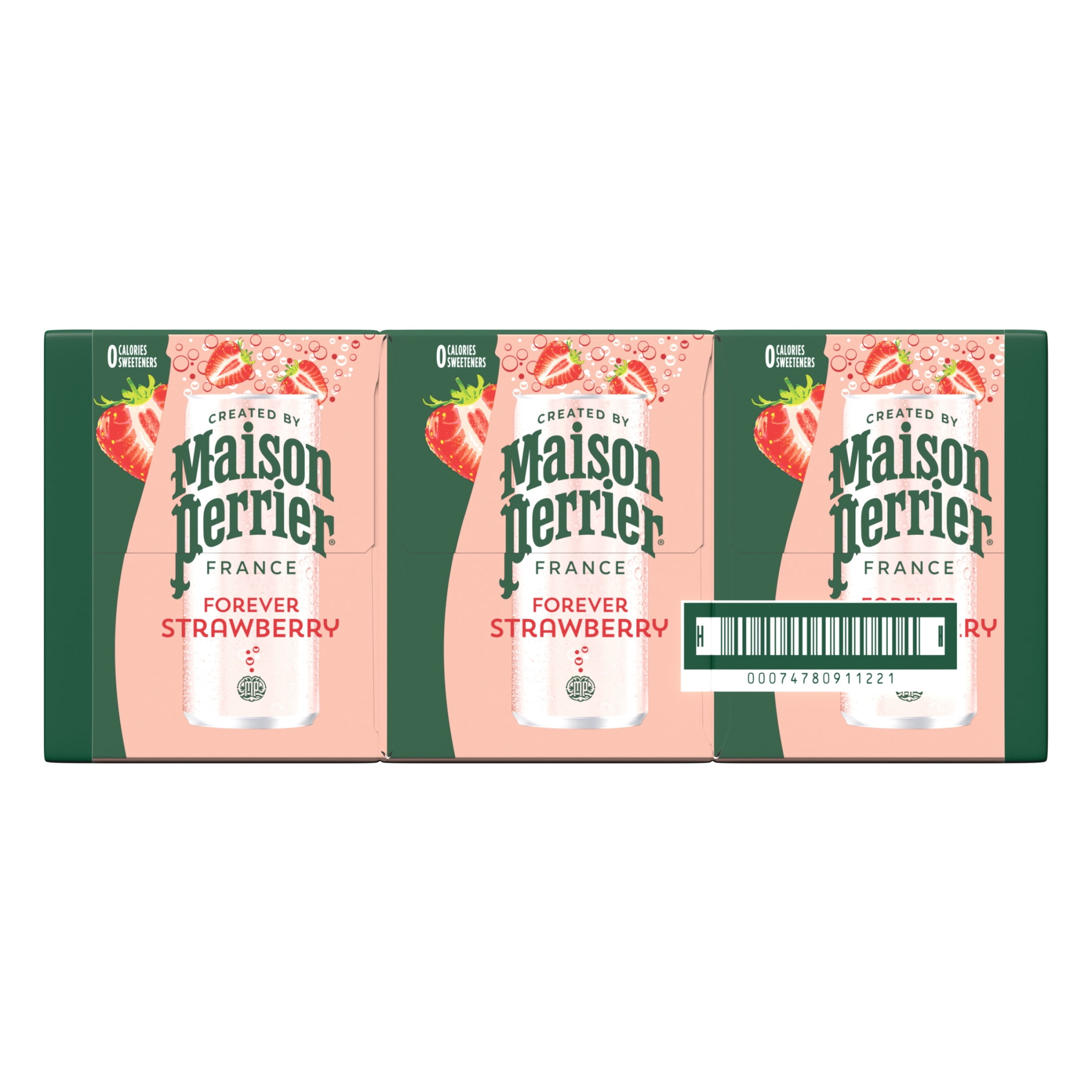 Maison Perrier Forever Strawberry Sparkling Water, 11.15 fl oz, 24 Pack Cans (3 Pack of 8)