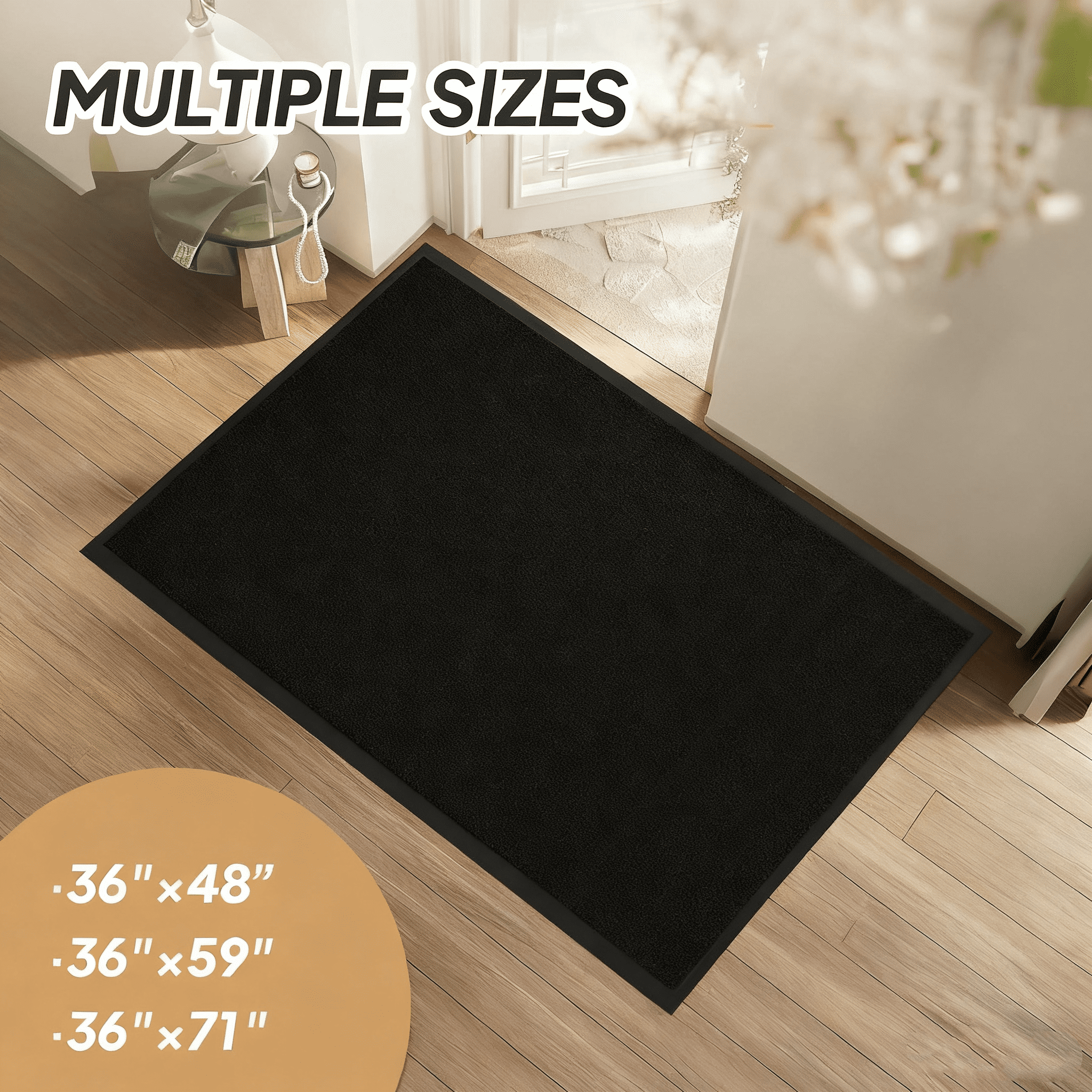 Ktaxon 36" x 71" Front Door Mat Indoor Outdoor Entrance, Waterproof, Stain and Fade Resistant, Easy Clean Patio Porch Entryway Mat Doormat, Black
